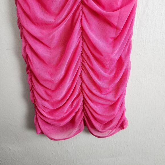 NEW Bebe Hot Pink Ruched Stretch Mini Dress - Picture 5 of 13